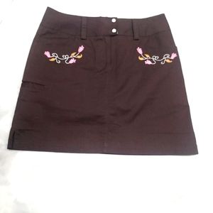Trigelle Brown Skort with floral Embroidery.  Size  4